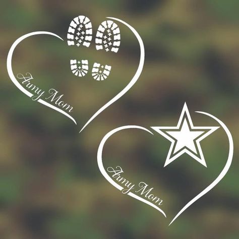 ARMY Mom Heart with Boots or Star Vinyl Decal Sticker Army Mom Quotes, Military Graphics, Army Svg, Military Crafts, Military Signs, Army Tattoos, Army Brat, Military Logo, Cool Wrist Tattoos