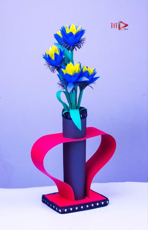 Easter Paper Craft DIY Vase | How To Make A Paper Flower Pot | New Stylish Vase Paper Flower Pot Craft, West Out Of Best Ideas Craft, Paper Flower Pot, Make A Paper Flower, Glitter Paper Crafts, Flower Vase Crafts, Flowers Paper Craft, Paper Flower Vase, Easter Paper Crafts