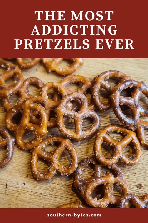 Pretzel Party Snacks, Whisky Pretzels, Coated Pretzels Easy Recipes, Homemade Flavored Pretzels, Savory Pretzel Snacks, Flavor Pretzels Recipe, Pretzel Gift Ideas, Ranch Flavored Pretzels, Uses For Pretzels