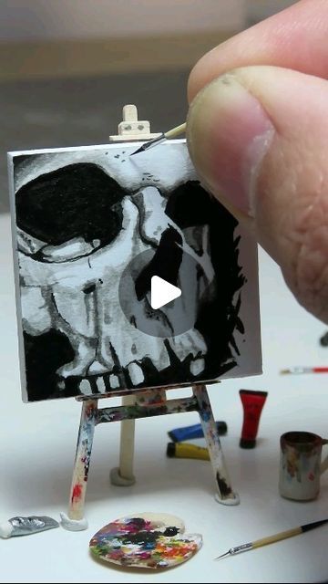 Painting Halloween, Skull Painting, Halloween Skull, Miniature Painting, Doll House, Miniatures, Dolls, Halloween, On Instagram