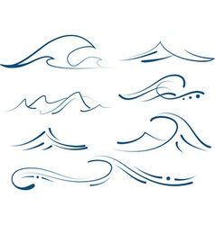 Simple waves set Royalty Free Vector Image - VectorStock Tidal Wave Tattoo, Ocean Wave Tattoo, Simple Wave Tattoo, Wave Tattoo Design, Wave Drawing, Kunst Tattoos, Sea Tattoo, Water Tattoo, Ocean Tattoos