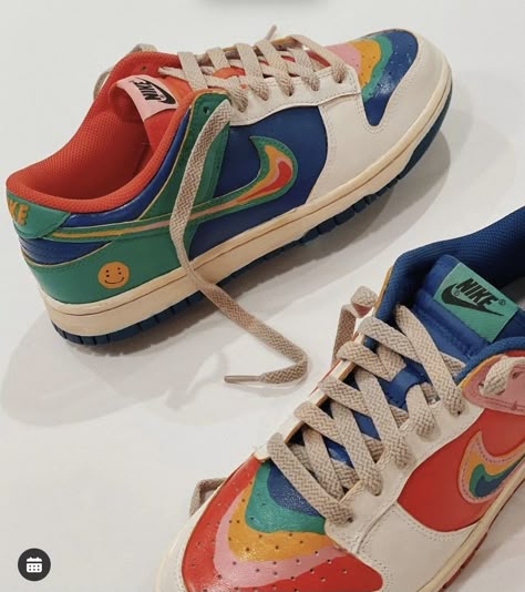 Colorful Nikes, Nike Air High Tops, Colourful Sneakers, Kim Mulkey, Airforce Custom, 70s Aesthetic Wallpaper, Graphic Shoes, Sneakers Colorful, Sneakers Nike Jordan