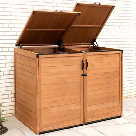 Leisure Season Horizontal 6 ft. W x 3 ft. D Solid Wood Lean-To Garbage Shed & Reviews | Wayfair Recycling Bin Storage, Garbage Can Storage, Garbage Shed, Bin Shed, Recycling Storage, Trash Storage, Garbage Storage, Outdoor Trash Cans, Wood Storage Sheds