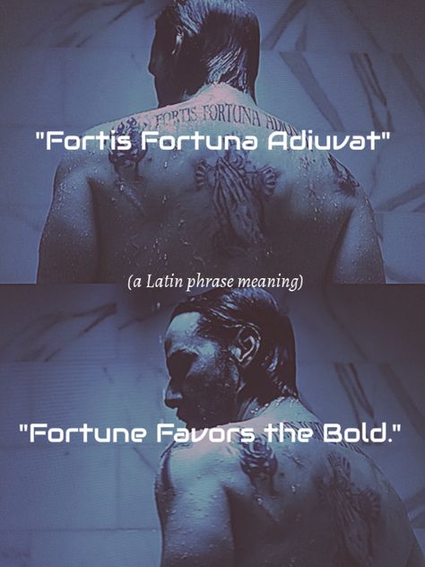 "Fortis Fortuna Adiuvat" a Latin phrase meaning "Fortune Favors the Bold." Latin Phrase Tattoos, Fortis Fortuna Adiuvat, Latin Quote Tattoos, John Wick 4, Latin Tattoo, Tattoo Quotes For Men, Be Brave Tattoo, Phrase Tattoos, Latin Quotes