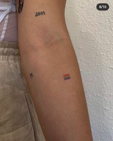 Unique Minimalist Tattoo, Rainbow Tattoo, Lgbtq Flag, Pride Tattoo, Rainbow Tattoos, Flag Tattoo, Petite Tattoos, Cute Tiny Tattoos, Small Hand Tattoos