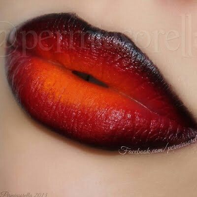 Lips Red Ombre Lips, Fire Makeup, Ombre Lip, Fantasy Make-up, Devil Makeup, Halloween Make-up Looks, Dark Ombre, Lipsense Lip Colors, Drag Make-up