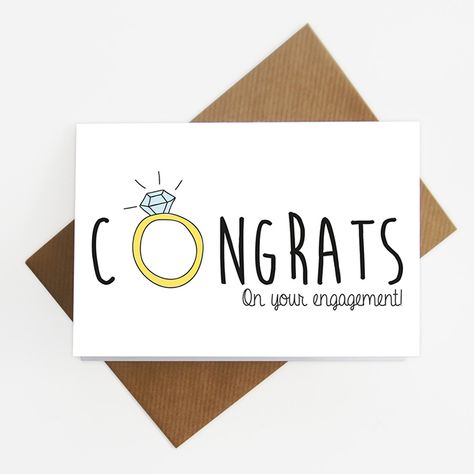 Congrats on your engagement card, awesome bride-to-be gift! Congrats Engagement Card, Congrats On Your Engagement Quotes, Engagement Verses, Engagement Card Ideas, Congrats On Engagement, Congrats Engagement, Diy Watercolor Cards, Congrats On Your Engagement, Engagement Gifts Newly Engaged