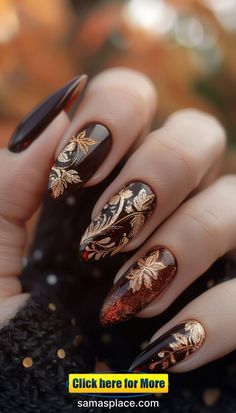 Thanksgiving Nail Art, September Nails, Fall Nail Trends, Cute Nails For Fall, Short Nails Art, Thanksgiving Nails, Winter Nail Designs, Trendy Nail Design, Fall Nail Art