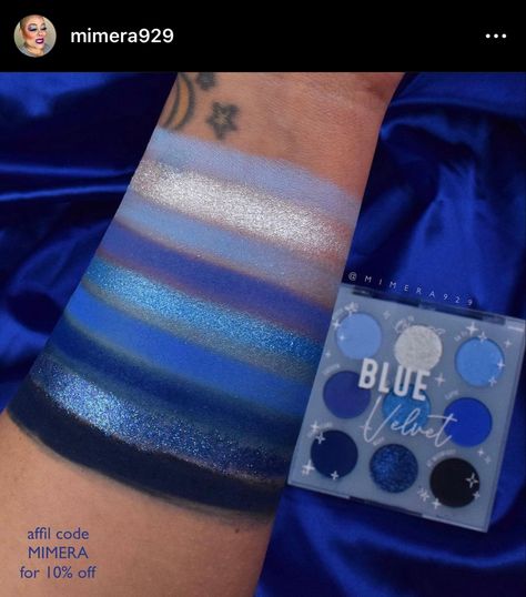 Colourpop Blue Velvet Looks, Blue Eye Shadow Aesthetic, Blue Velvet Colourpop, Dark Blue Eyeshadow Aesthetic, Blue Eyeshadow Palette Aesthetic, Blue Frosty Eyeshadow, Dark Eyeshadow Palette Aesthetic, Dark Blue Eyeshadow Palette, Blue Eyeshadow Palette