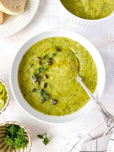 Zucchini Leek Soup - Through The Fibro Fog Migraine Diet Recipes, Aip Lunch, Soup Cauliflower, Zucchini Soup Recipes, Cheese Toast Recipe, Alpha Gal, Histamine Foods, Low Histamine Foods, Migraine Diet