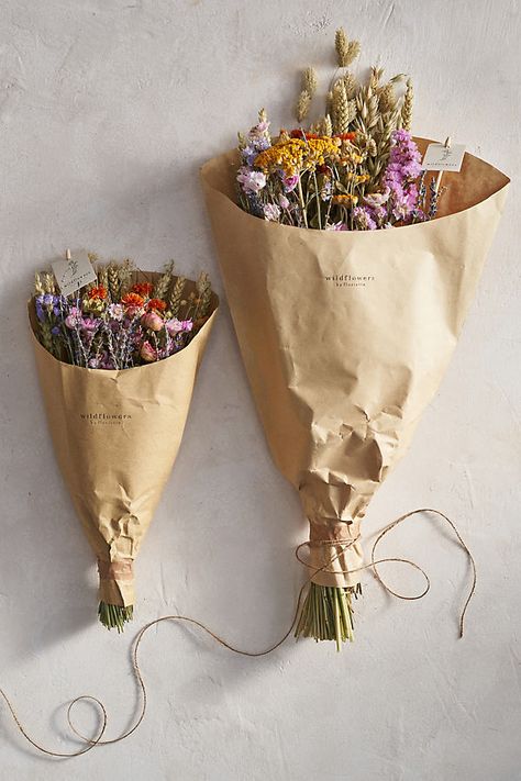 Bring home the vibrant hues of Dutch flower farms in full bloom with this abundant bouquet, which includes a mix of dried spray roses, lavender, carthamus, and more. | Dried Dutch Field Mix Bouquet, Multi by Terrain, Size: Large at Anthropologie Simple Wild Flower Bouquet, Gifts For Others, Dried Wild Flowers, European Flower Arrangements, Dried Floral Crafts, Dried Rose Bouquet, Dried Flower Shop Display, Dried Flower Farm, Summer Dried Flower Bouquet