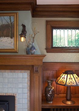 Arts And Crafts Fireplace Design Ideas, Pictures, Remodel and Decor Arts And Crafts Fireplace, Craftsman Interior Design, Craftsman Interiors, Craftsman Living Room, Craftsman Fireplace, Craftsman Home Interiors, Arts And Crafts Tile, Craftsman Decor, Traditional Family Room