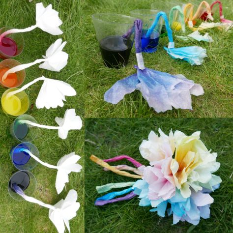 Colourful capillary action experiment – Childsplayabc ~ Nature is our playground Growing Activities, Natural Playground Ideas, Sweet Wrappers, Capillary Action, Bee Activities, Spring Activity, The Tiny Seed, Youth Groups, Hand Stencil