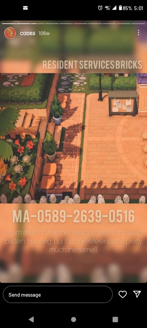 Brick Paths Code MA-0589-2639-0516 Brick Paths, Resident Services, Acnh Cottagecore, Brick Path, Animal Crossing 3ds, Ac New Leaf, Animals Crossing, Animal Crossing Memes, Animal Crossing Guide