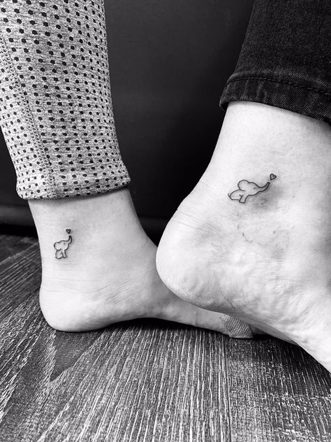 Cute Small Mom And Daughter Tattoos, Mom And Daughter Tattoos Matching Elephants, Matching Elephant Tattoos Mom, Matching Tattoos Elephant, Mom And Daughter Animal Tattoos, Tattoo Ideas For Mum And Daughter, Elephant Matching Tattoos, Elephant Tattoos Mother Daughter, Matching Tattoos Mother And Daughter