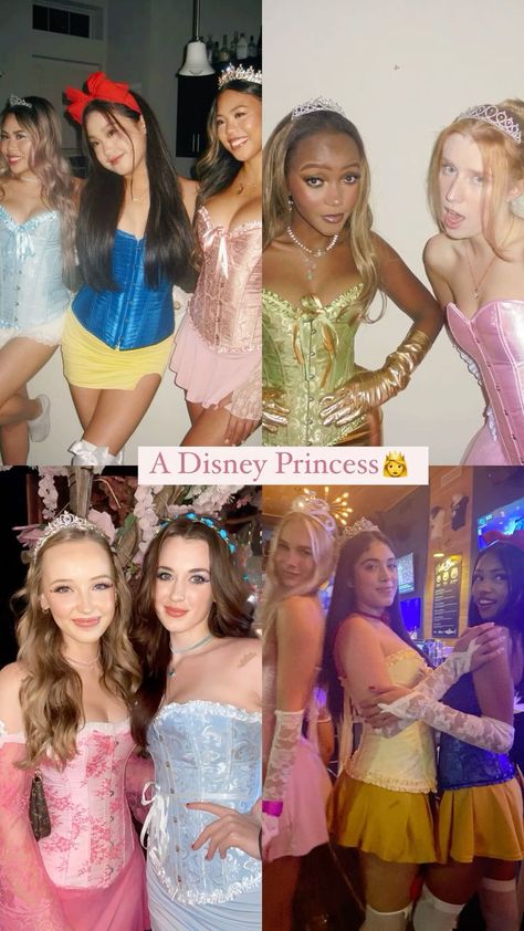 Looking for cute, hot, and trendy Halloween costumes for women? Our post has 40+ creative and fun DIY ideas, as well as easy last-minute options. Perfect for anime fans, work functions, trios, duos, groups, and besties. Great for college students and those with black, blonde, brunette, or red hair. Find your perfect matching Halloween costumes for 3 here! #halloween #halloweencostumeideas #costumesforwomen #costumeidea Group Disney Princess Halloween Costumes, Trio Princess Costumes, Cute Duo Halloween Costumes Best Friends Disney Princess, Halloween Costumes Duo Princess, Disney Princess Teen Costume, Princess Halloween Ideas, Disney Princess Duo Costumes, Modern Disney Princess Costumes, Princess Halloween Costume Ideas