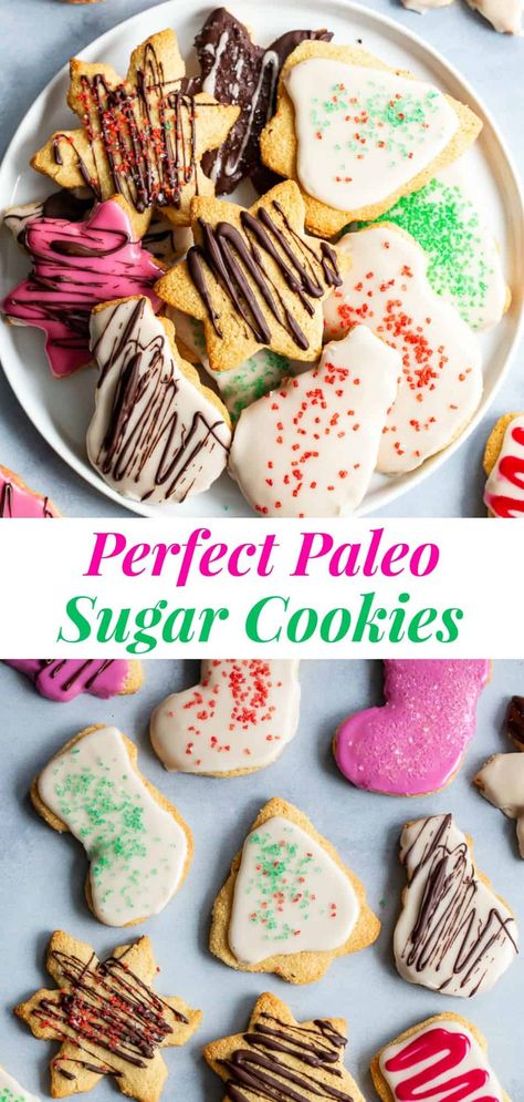 The best Paleo Sugar Cookies I've tried are finally here!   A sneak-peak from my book Paleo Baking at Home, these gluten free and paleo cutout sugar cookies are crisp and slightly chewy with a buttery flavor and paleo friendly icing. #paleo #glutenfree #paleobaking #glutenfreebaking #cleaneating #almondflour Paleo Sugar Cookies, Paleo Christmas Cookies, Paleo Roast, Paleo Christmas, Paleo Cookies, Ginger Molasses Cookies, Paleo Baking, Paleo Sweets, Paleo Recipes Easy