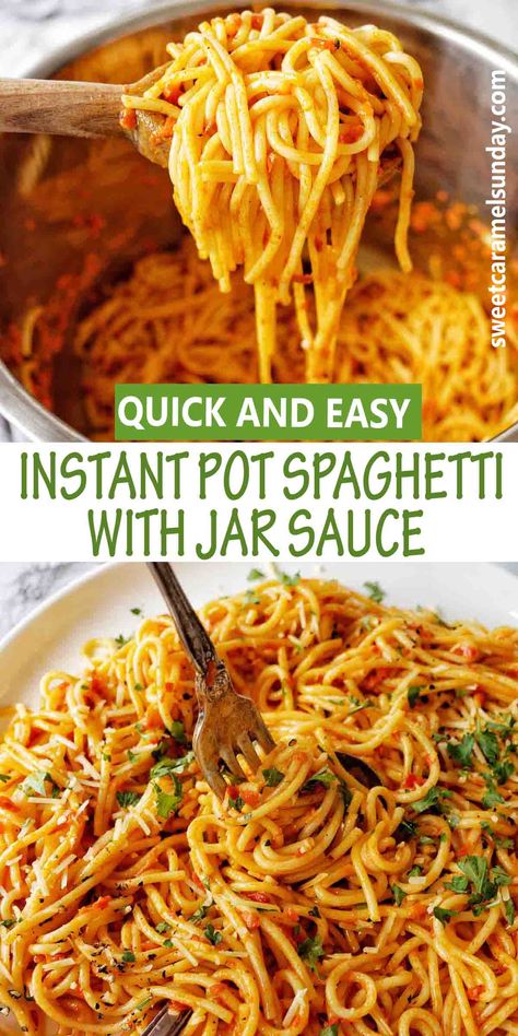 Spaghetti With Jar Sauce, Easy Instant Pot Spaghetti, Pressure Cooker Spaghetti, Instant Pot Spaghetti Recipe, Pressure Cooker Pasta, Instant Pot Spaghetti, One Pot Spaghetti, Instant Pot Pasta Recipe, Pot Noodle