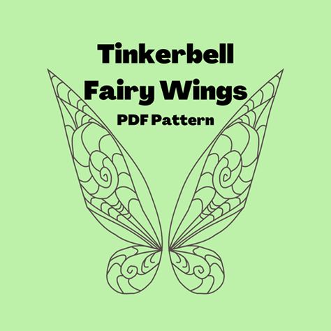 Tinkerbell Fairy Wings PDF Pattern - Annabelle & Ben's Antics's Ko-fi Shop Fairy Wings Template, Fair Wings, Wings Template, Wing Template, House Tattoos, Tinkerbell Wings, Fairies Movie, Diy Fairy Wings, Tinkerbell Fairy