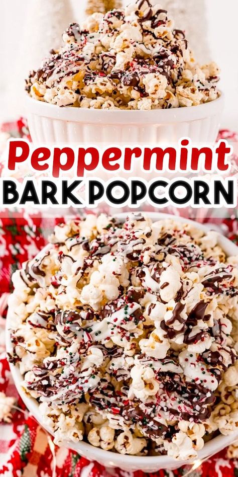 Peppermint Popcorn Recipe, White Chocolate Peppermint Popcorn, Coated Popcorn, Peppermint Popcorn, Christmas Popcorn, White Chocolate Peppermint, Holiday Snack, Peppermint Cheesecake, Popcorn Recipe