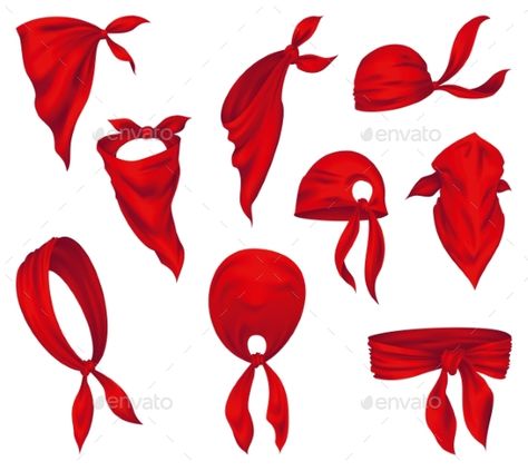 Red Realistic Bandana on Neck Bandana Drawing Reference, Bandana On Neck, Cowboy Animals, Bandana Drawing, Cowboy Bandana, Neck Drawing, Face Scarf, Graphic Design Trends, Red Dead