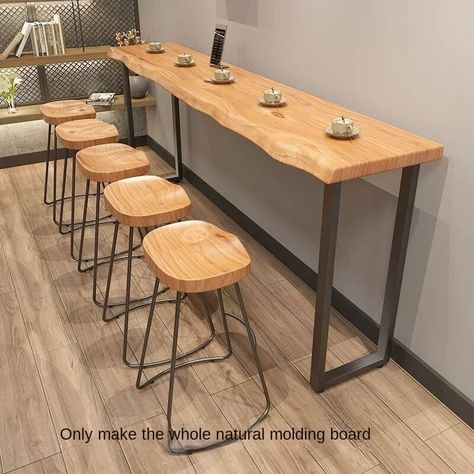 Bar Table Design, Live Edge Bar, Brown Stool, Wood Bar Table, Bar Dining Table, Pedestal Table Base, Pub Table Sets, Bar Table Sets, Metal Table Base