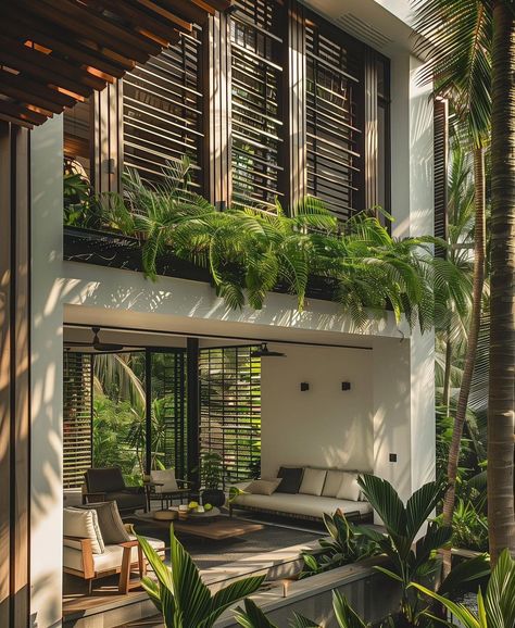 Minimal Tropical House, Tropical Architecture Interior, Tropical House Design Interior, Tropical Modernism Interior, Tropical Hotel Exterior, Tropical Design Architecture, Tropical Loft, Tropical Villa Design, Tropical House Exterior