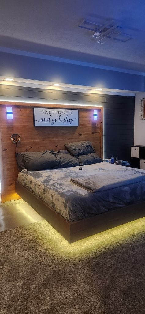 Floating Bed With Led Lights And Storage, Floating Bed Aesthetic Room, Floating Bed Headboard Ideas, Floating Bed Rooms Ideas, Flooting Bed, King Floating Bed Frame, Floating King Bed, Floating Bed Ideas, Levitating Bed