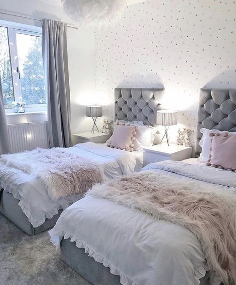 Twin Girl Bedrooms, Bed For Girls Room, Shared Girls Room, Shared Girls Bedroom, Girl Bedroom Designs, Teen Bedroom Decor, Girl Bedroom Decor, Room Design Bedroom