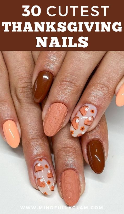 thanksgiving nails Pie Nails, Cute Thanksgiving Nails, Thanksgiving Manicures, Nails Pumpkin, Pumpkin Nail Designs, Nails Thanksgiving, Turkey Nails, Thanksgiving Pumpkin Pie, Thanksgiving Nail Designs