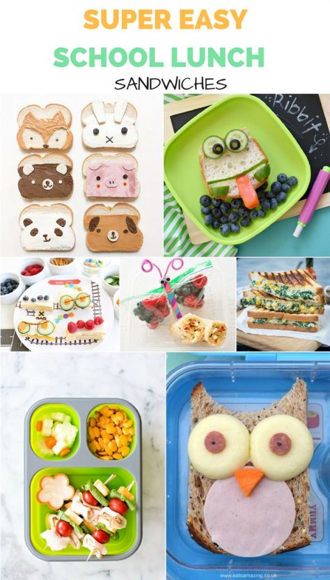 10 Super Easy Back to School Lunch Sandwich Ideas for Kids Lunch Sandwich Ideas, Sandwich Ideas For Kids, School Lunch Sandwiches, Kid Sandwiches, Lunch Sandwiches, Creative Sandwich, Preschool Lunch, Easy School Lunches, Hello Wonderful