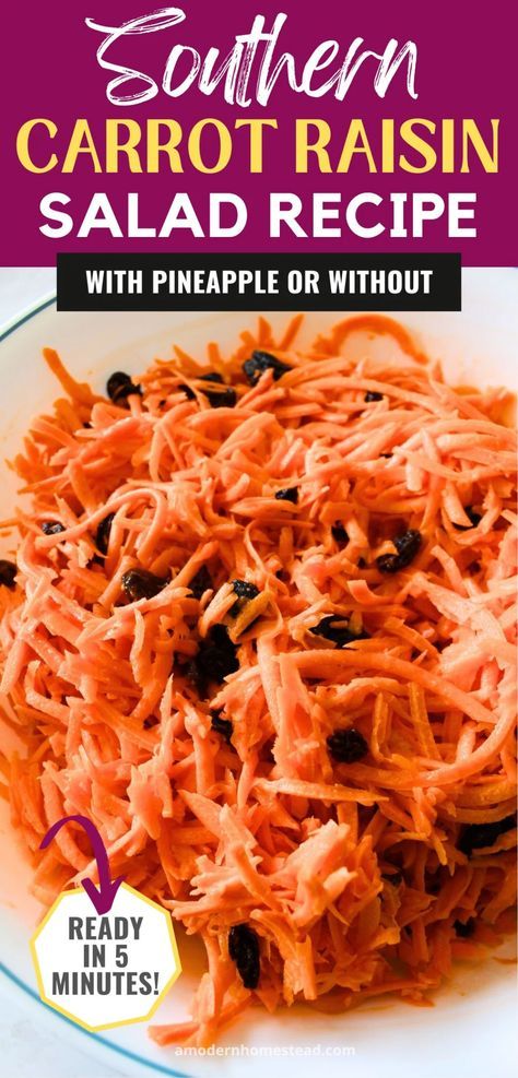 Classic Carrot Raisin Salad (with best tips!) Carrot Rasin Salad, Carrot Recipes Side Dishes, Raisin Salad, Easy Easter Dinner, Carrot Raisin Salad, Carrot Salad Recipes, Carrot Slaw, Sour Cream Recipes, Carrot Salad