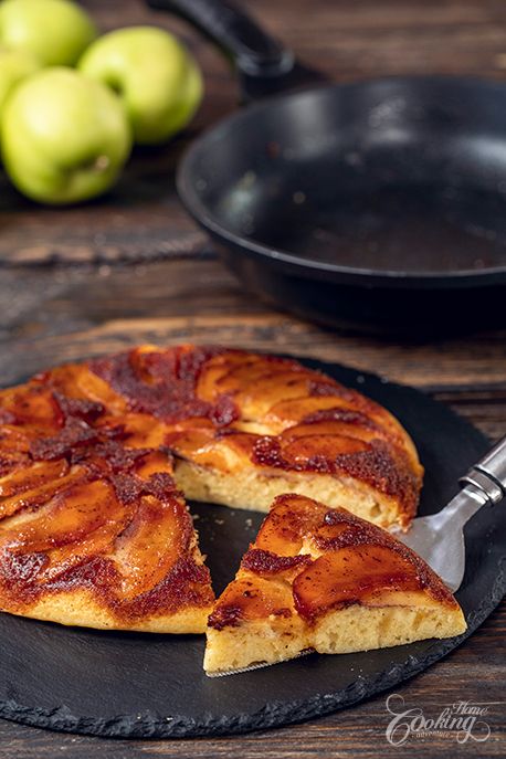 Stovetop Apple Upside Down Cake :: Home Cooking Adventure Stovetop Bread Pudding, Stovetop Baking Recipes, Stovetop Apple Dessert, Stove Top Apple Recipes, Stovetop Cake Recipes, Stovetop Dessert Recipes, Stove Top Cake Recipes, Stove Top Cake, Stovetop Desserts Easy