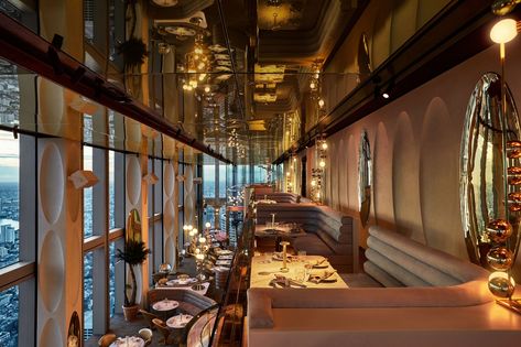 Photography © Standard Hotels Bangkok Restaurant, Luxury Hotels Interior, Restaurant Game, Events Place, Standard Hotel, Bangkok City, Maximalist Design, Retro Glam, Rooftop Restaurant