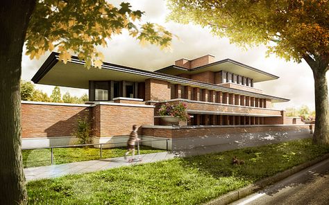 Robie House | Klaus Brammer - CGarchitect - Architectural Visualization - Exposure, Inspiration & Jobs Santiago, Frank Lloyd Wright Robie House, Prairie Style Architecture, Usonian House, Robie House, Frank Lloyd Wright Architecture, Frank Lloyd Wright Buildings, Prairie School, Frank Lloyd Wright Homes