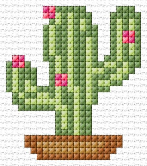 Cross Stitch Cactus, Cactus Cross Stitch, Tiny Cross Stitch, Pola Kristik, Mini Cross Stitch, Cross Stitch Cards, Simple Cross Stitch, Cross Stitch Patterns Free, Tapestry Crochet