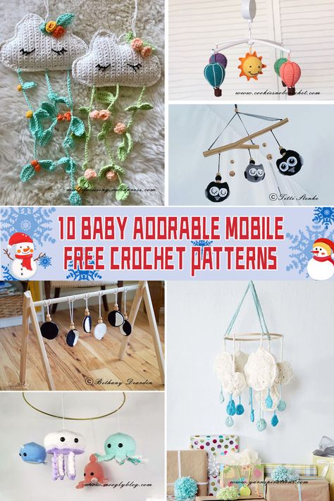 Each of these Baby Adorable Mobile FREE Crochet Patterns represents a labor of love, creativity, and imagination. #babygift #mobilepatterns Yarn Balloon, Crochet Baby Mobile, Crochet Craft Fair, Crochet Sea Creatures, Crochet Baby Mobiles, Freebies Pattern, Balloon Mobile, Crochet Sheep, Crochet Mobile