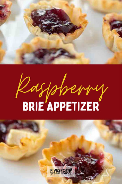 raspberry brie bites Brie Bites Appetizer, Brie Bites Puff Pastry, Phyllo Cup Appetizers, Raspberry Brie, Cup Appetizers, Brie Cheese Appetizer, Phyllo Bites, Simple Appetizers, Baked Brie Appetizer