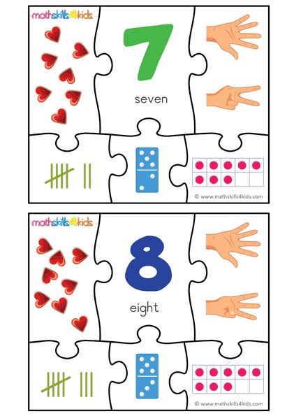 Math made fun with numbers 7 and 8 puzzle game for kids, Printable number matching puzzles. How wonderful it is kiddos to easily count and match up different parts belonging to numbers 7 and 8. Number 9 Activities, Number Puzzles 1-10 Free Printable, Number 9 Activities For Preschool, Preschool Number Puzzles, Number Games For Kids, Kindergarten Puzzles, Teacch Activities, Preschool Numbers, Preschool Puzzles