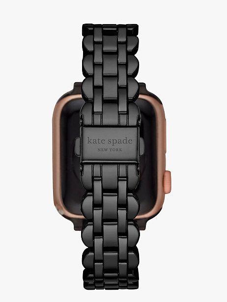 black stainless steel scallop bracelet band for apple watch® | Kate Spade New York Apple Watch Hacks, Watch Bands Women, Black Apple Watch Band, Apple Watch Bands Fashion, Apple Watch Bracelet, Apple Watch Bands Women, Hotline Bling, Apple Watch Bracelets, Black Apple