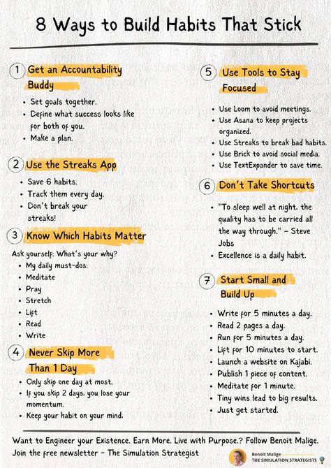 7 Ways to Build Habits That Stick:  #successmindset #personaldevelopment #motivation #innovation #growth #inspiration College Mindset, Motivation Activities, Building Habits, Build Habits, Growth Inspiration, Good Leadership Skills, Self Help Skills, How To Believe, Bullet Journal Key