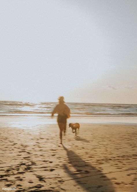 Woman and her dog playing at the beach | premium image by rawpixel.com / Felix #photos #photography Dog At The Beach Aesthetic, Dog On A Beach, Dog Running Aesthetic, Dog On Beach Photography, Walking Dog On Beach, Beach With Dog Pictures, Family With Dog Aesthetic, Dog Beach Photography, Running With Dog Aesthetic