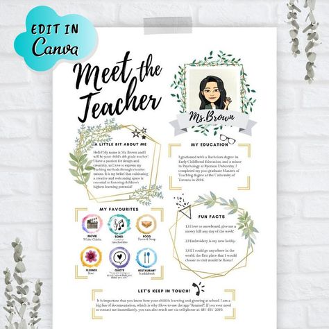 Meet the Teacher Editable Template Back to School Welcome | Etsy Back To School Newsletter, School Newsletter Template, Teacher Forms, Meet The Teacher Template, Welcome Letter, School Newsletter, Letter To Teacher, Classroom Newsletter, Teacher Templates