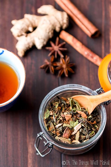 Chi Tea Recipe Homemade, Chai Tea Blend Recipe, Chai Spice Mix Recipe For Tea, Traditional Chai Tea Recipe, Chai Tea Diy, Bulk Chai Tea Recipe, Chai Tea Spices, Chai Tea Mix Homemade, Chai Blend Recipe