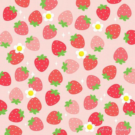 Cute Strawberry Illustration, Strawberry Illustration Cute, Cute Strawberry Icon, Aesthetic Strawberry Wallpaper, Cute Strawberry Wallpaper, Strawberry Widget, Strawberry Aesthetic Wallpaper, Strawberry Wallpaper Aesthetic, Strawberry Illustration