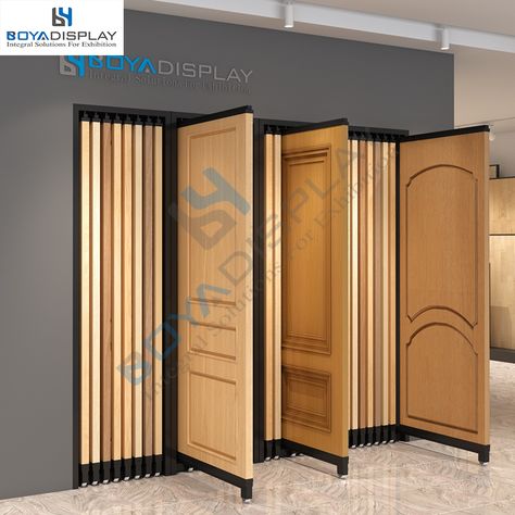 This display rack can be custmoized according to you need. Sliding Wooden Doors, Interior Shop Display, Furniture Store Interior, Feature Wall Design, Sliding Wood Doors, Modern Exterior Doors, Ceramic Store, Shelf Stand, Door Display