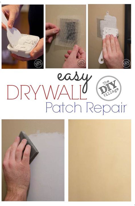 How to repair a hole in the drywall - the EASY way! Step by step of drywall patch repair. Drywall Tape, How To Patch Drywall, Easy Home Improvement Projects, Easy Home Improvement, Drywall Repair, Home Remodeling Diy, Home Fix, Diy Home Repair, Diy Repair