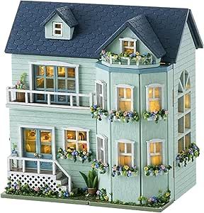 Kisoy Romantic and Cute Dollhouse Miniature DIY House Kit Creative Room Perfect DIY Gift for Friends, Lovers and Families (Warm House) Wooden Dollhouse Kits, Miniature Building, Dollhouse Building, Diy Cabin, Dollhouse Miniatures Diy, Birthday Gifts For Teens, Dollhouse Kits, Wooden Dollhouse, Miniature House