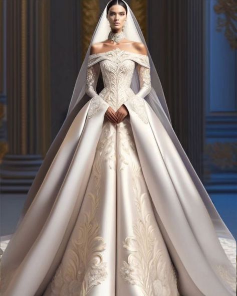 Dubai Wedding Dress, Elegant Long Sleeve Wedding Dresses, Dubai 2023, Queen Wedding Dress, Wedding Event Dresses, Wedding Dress Types, Dubai Wedding, Boda Mexicana, Royal Wedding Dress