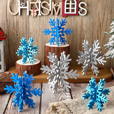 Snowflake Centerpiece, Winter Wonderland Lights, Snowflake Centerpieces, Snowflake Crafts, 3d Snowflake, Winter Party Themes, Christmas Snowflakes Decorations, Snowflake Decoration, Snowflake Cutouts